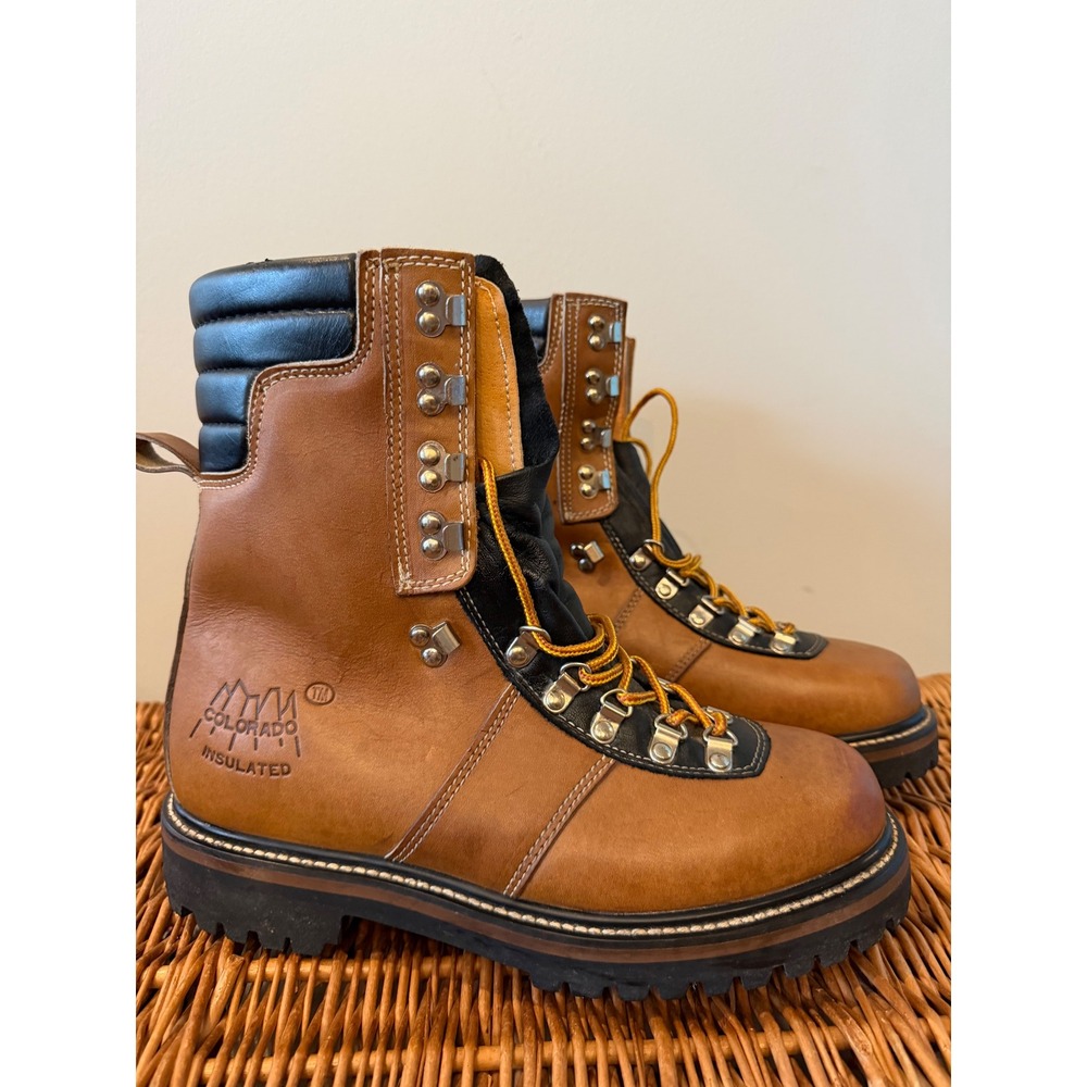 Vintage Waffle Stompers Colorado Insulated Leather Hiking Boots Thinsulate Men 9